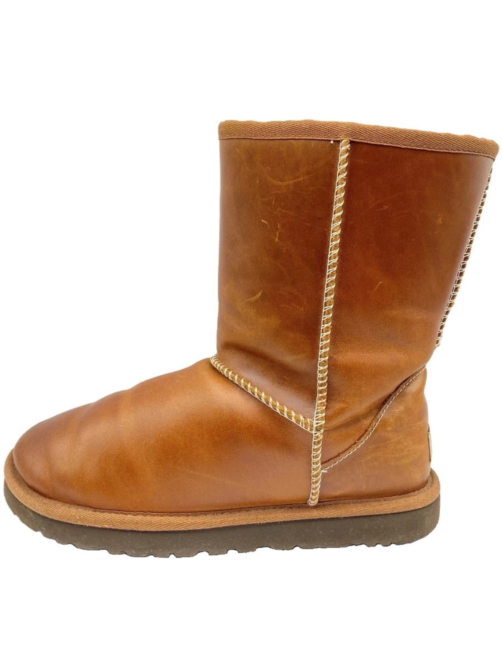 UGG Chestnut Leather Shearling-Lined Mid-Calf Boots size 7